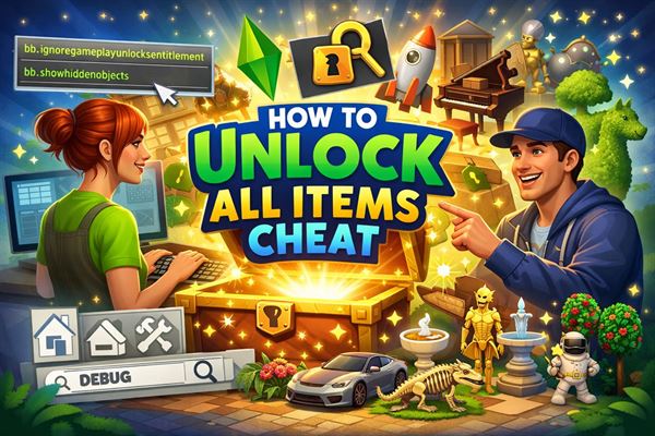 How to use the sims 4 unlock all items cheat